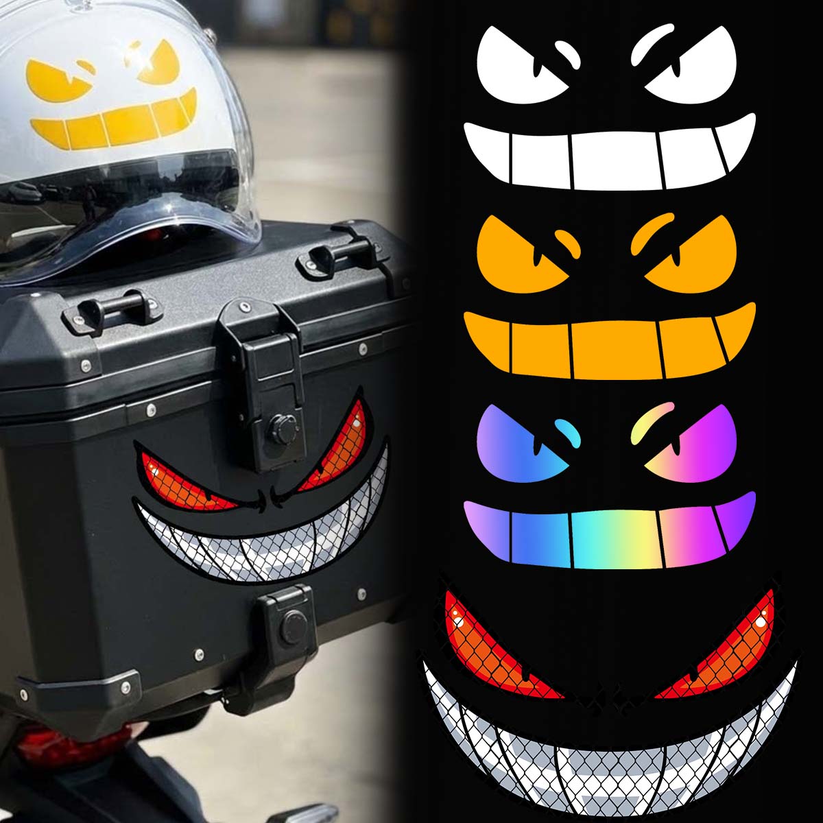 Scooter Helmet Set - JDM Demon Eyes Gengar Reflective Motorcycle