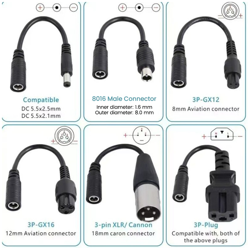 DC5.5MM To M12/M16/8016/5525/3 - огляд і ціна Electric Scooter Charger